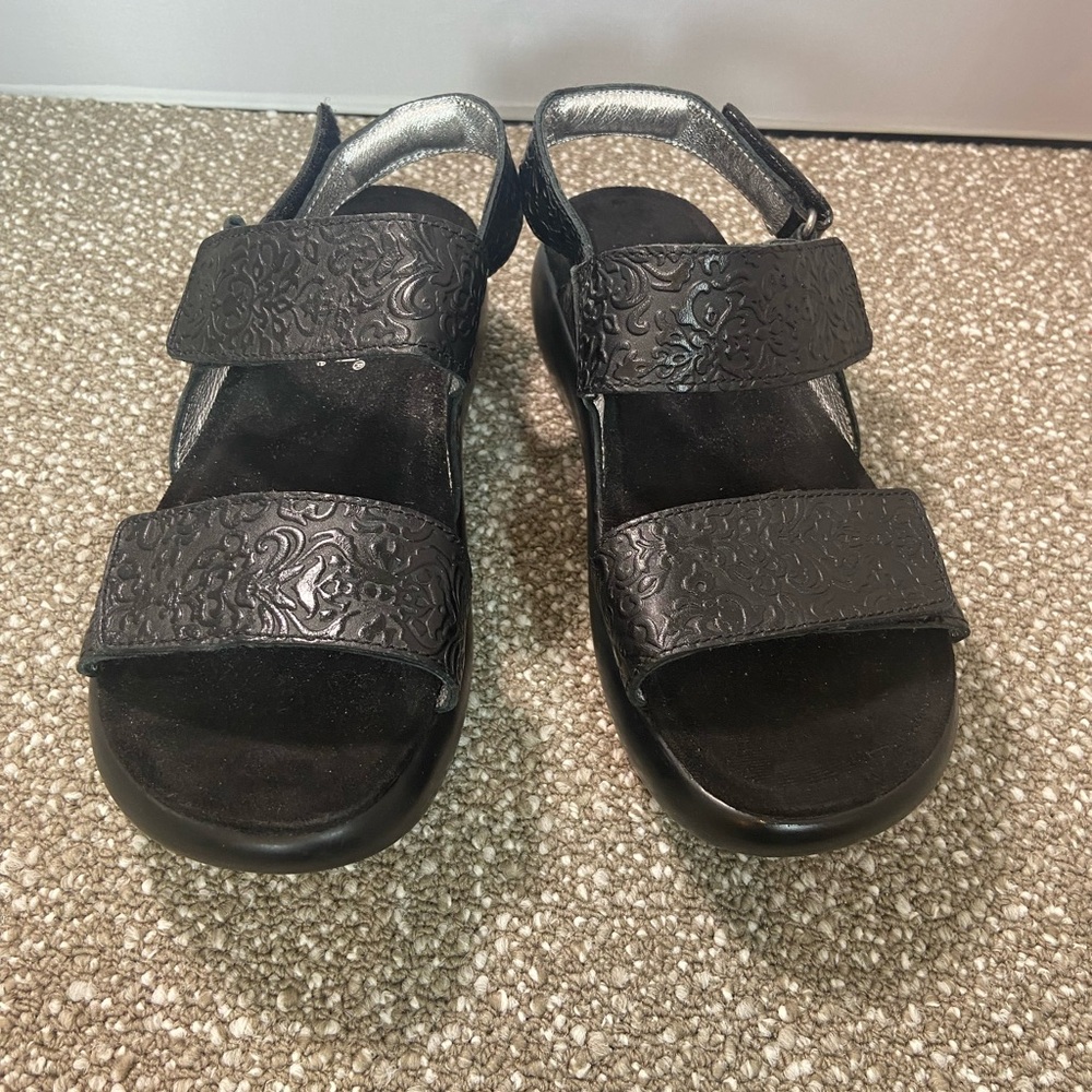 Alegria Bailee Black Embossed Sandals Go for Baroque Sandals by PG Lite .